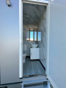 mobile portable trailer toilet luxurious interior view Dubai, Abu Dhabi, UAE, Oman, Saudi Arabia